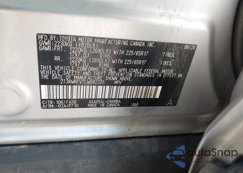 2020 Toyota Rav4 Hybrid Xle from USA, damaged, VIN 2T3RWRFV7LW092205